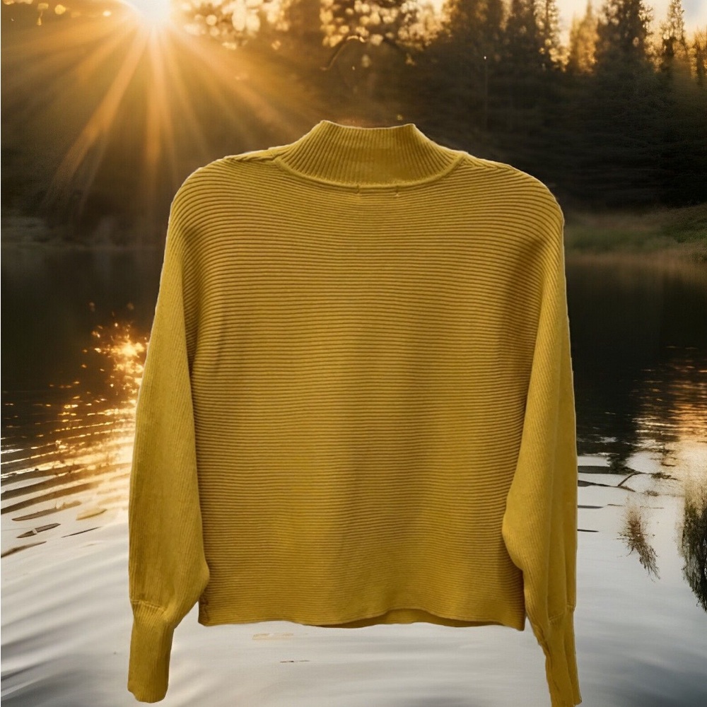 ◼️ S/M CherryKoko Mock Neck Sweater with Balloon Sleeves in mustard